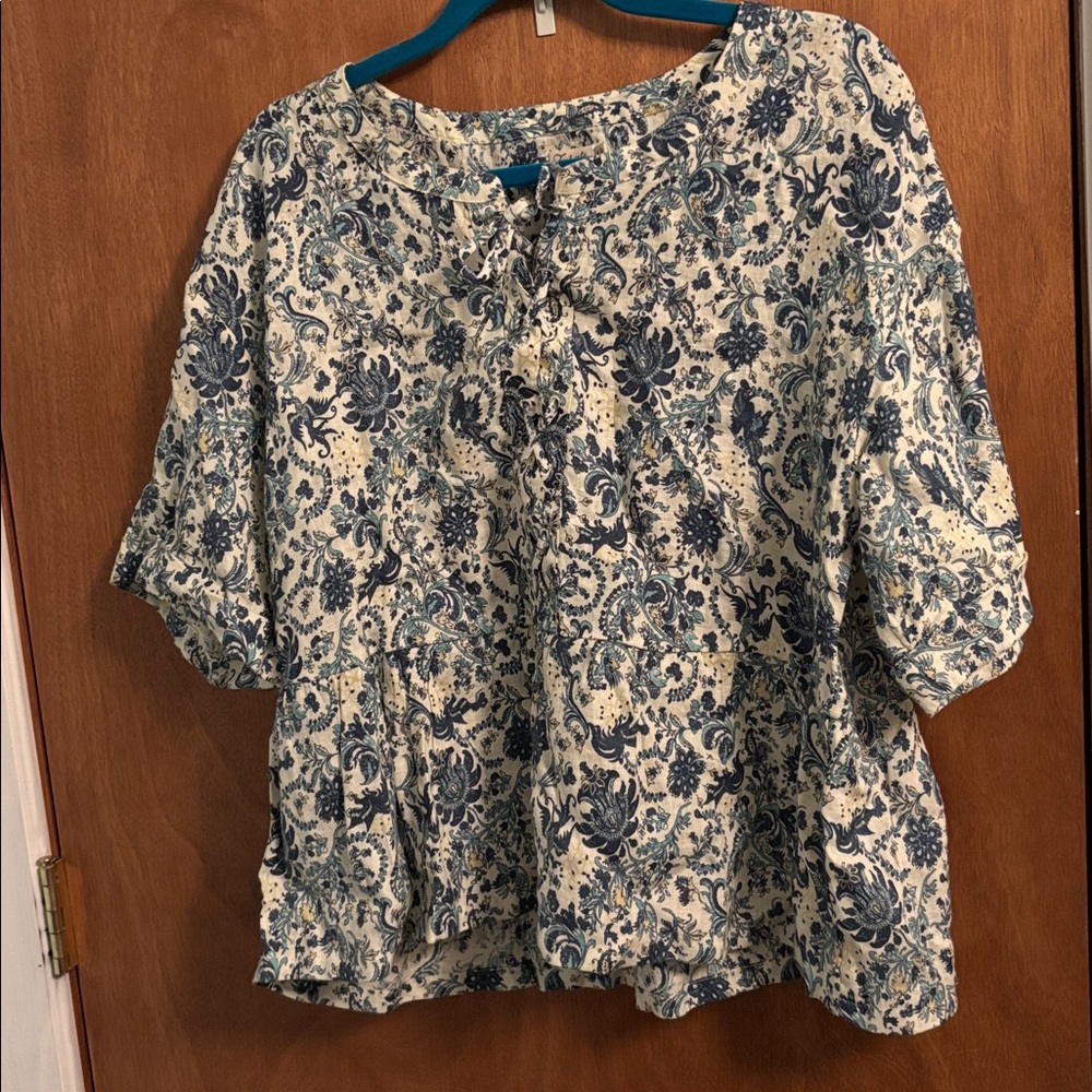 Faherty Womens Salinas flowy top 100% linen XL - Picture 2 of 6